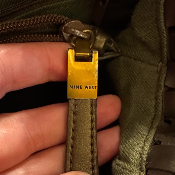 Nine West Metallic “Vegan Leather” Woven Shoulder Bag - Picture 13 of 14